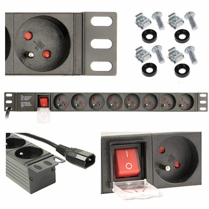 PDU 8x Schuko extension 16A 250V - 19" Rack, nové